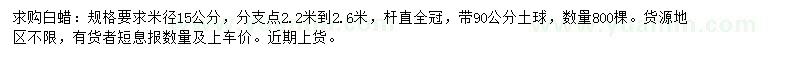 求購(gòu)15公分白蠟