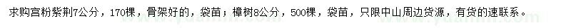 求購(gòu)宮粉紫荊、樟樹