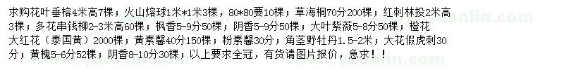 求購花葉垂榕、草海桐、黃槐等