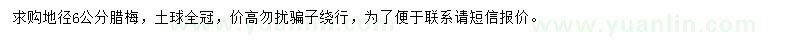 求購地徑6公分臘梅