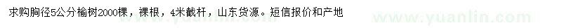 求購(gòu)胸徑5公分榆樹(shù)