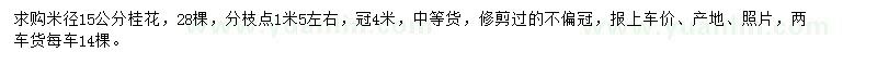 求購(gòu)米徑15公分桂花
