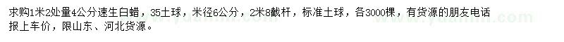 求購1米2處量4、6公分速生白蠟