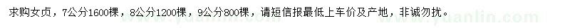 求購7、8、9公分女貞