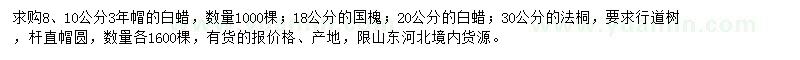 求購白蠟、國槐、法桐