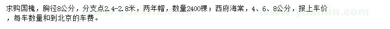 求購(gòu)國(guó)槐、西府海棠