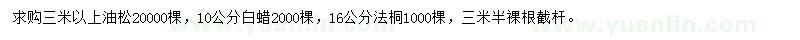 求購油松、白蠟、法桐