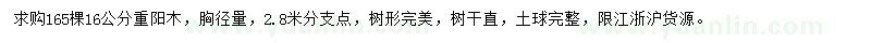 求購胸徑量16公分重陽木