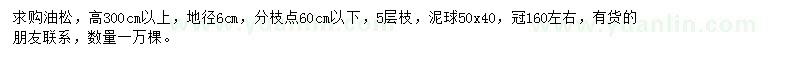 求購(gòu)地徑6公分油松