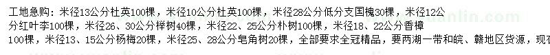 求購杜英、國槐、紅葉李等