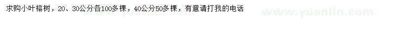 求購20、30、40公分小葉榕樹