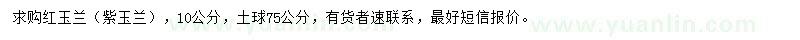 求購(gòu)10公分紅玉蘭（紫玉蘭）