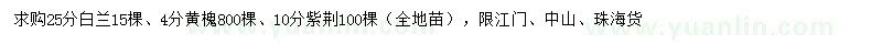 求購白蘭、黃槐、紫荊