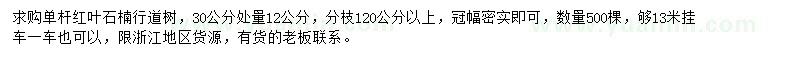 求購30公分處量12公分單桿紅葉石楠