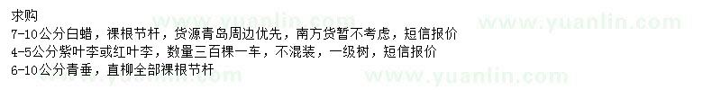 求購(gòu)白蠟、紫葉李、青垂
