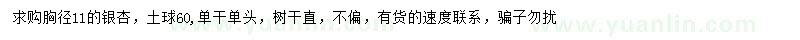 求購胸徑11的銀杏