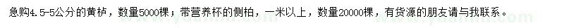 求購(gòu)4.5-5公分黃櫨、一米以上側(cè)柏