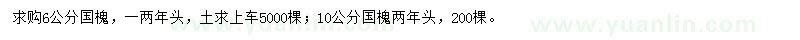 求購(gòu)6、10公分國(guó)槐