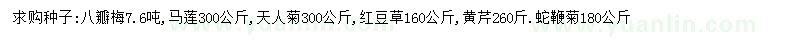 求購(gòu)八瓣梅種子、馬蓮種子、天人菊種子等