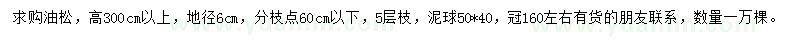 求購(gòu)高3米以上油松