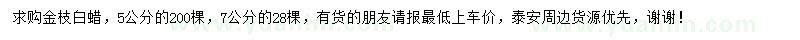 求購5、7公分金枝白蠟