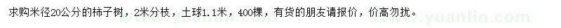 求購(gòu)米徑20公分柿子樹