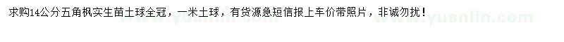求購14公分五角楓