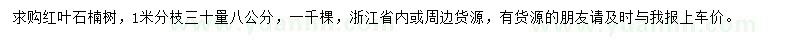 求購30量8公分紅葉石楠