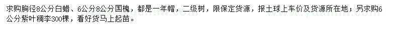 求購白蠟、國槐、紫葉稠李