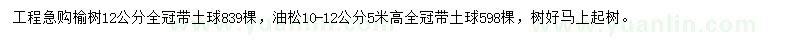 求購榆樹、油松