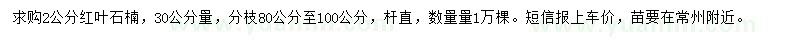 求購(gòu)2公分紅葉石楠