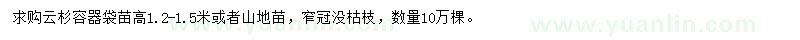 求購高1.2-1.5米云杉