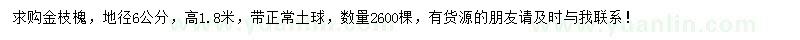 求購地徑6公分金枝槐