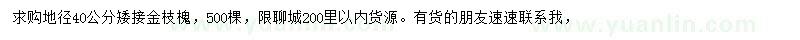 求購(gòu)地徑40公分矮接金枝槐