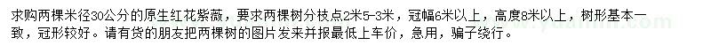 求購米徑30公分原生紅花紫薇