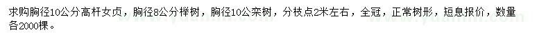 求購(gòu)高桿女貞、櫸樹(shù)、欒樹(shù)