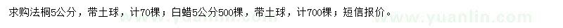 求購(gòu)法桐、白蠟