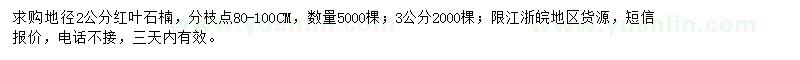 求購地徑2、3公分紅葉石楠