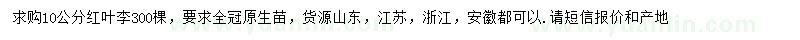 求購10公分紅葉李