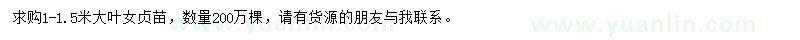 求購1-1.5米大葉女貞苗