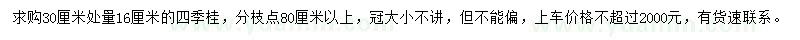 求購30公分處量16公分四季桂