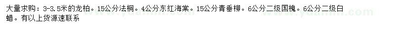 求購龍柏、法桐、東紅海棠等