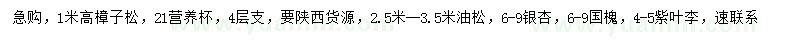 求購樟子松、油松、銀杏等