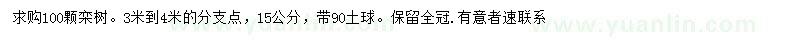 求購(gòu)15公分欒樹(shù)