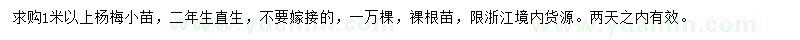 求購1米以上楊梅小苗