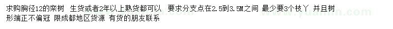 求購(gòu)胸徑12公分欒樹(shù)