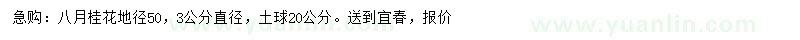 求購(gòu)50公分處量3公分八月桂