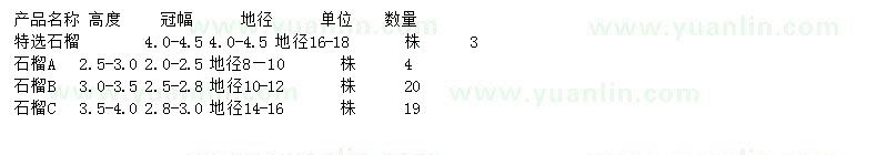 求購8-10、10-12、14-16、16-18公分石榴