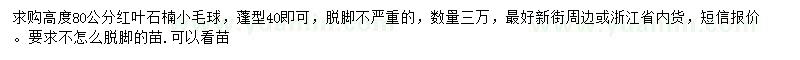 求購高80公分紅葉石楠小毛球