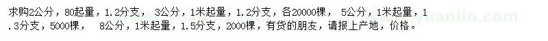 求購(gòu)2、3、5、8公分紅花紫薇工地苗